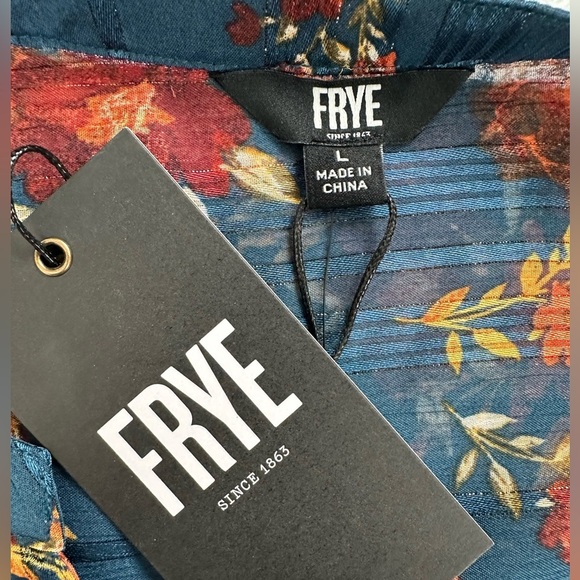 NWT Frye Floral Sheer Lurex Long Sleeve Split V-Neck Blouse - Picture 3 of 10